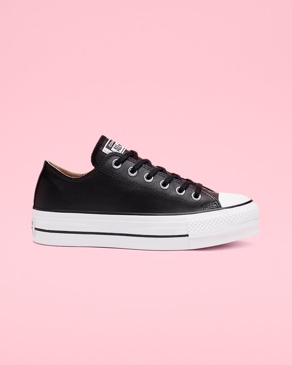 Converse Chuck Taylor All Star Plataforma Cuero Low Top Negras | A26055I